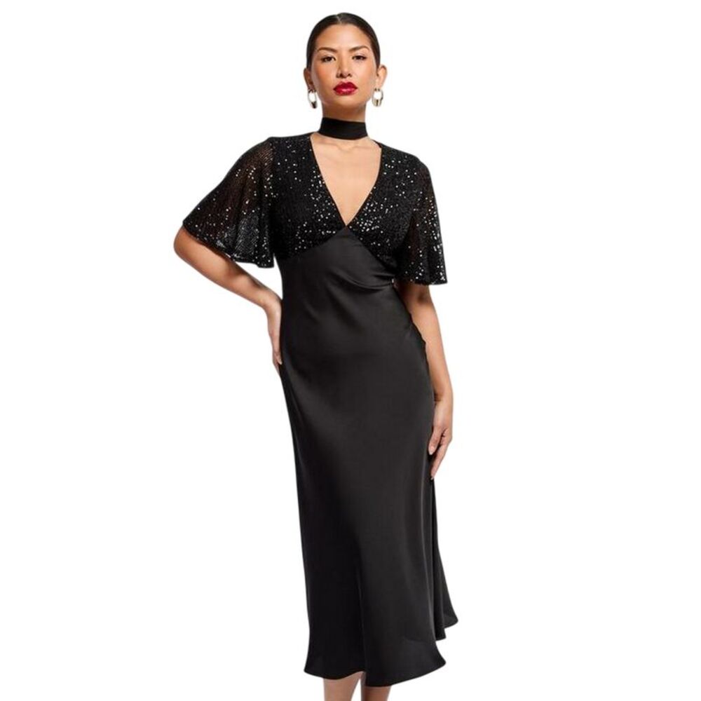 Little Mistress Womens/Ladies V Neck Maxi Dress / Black